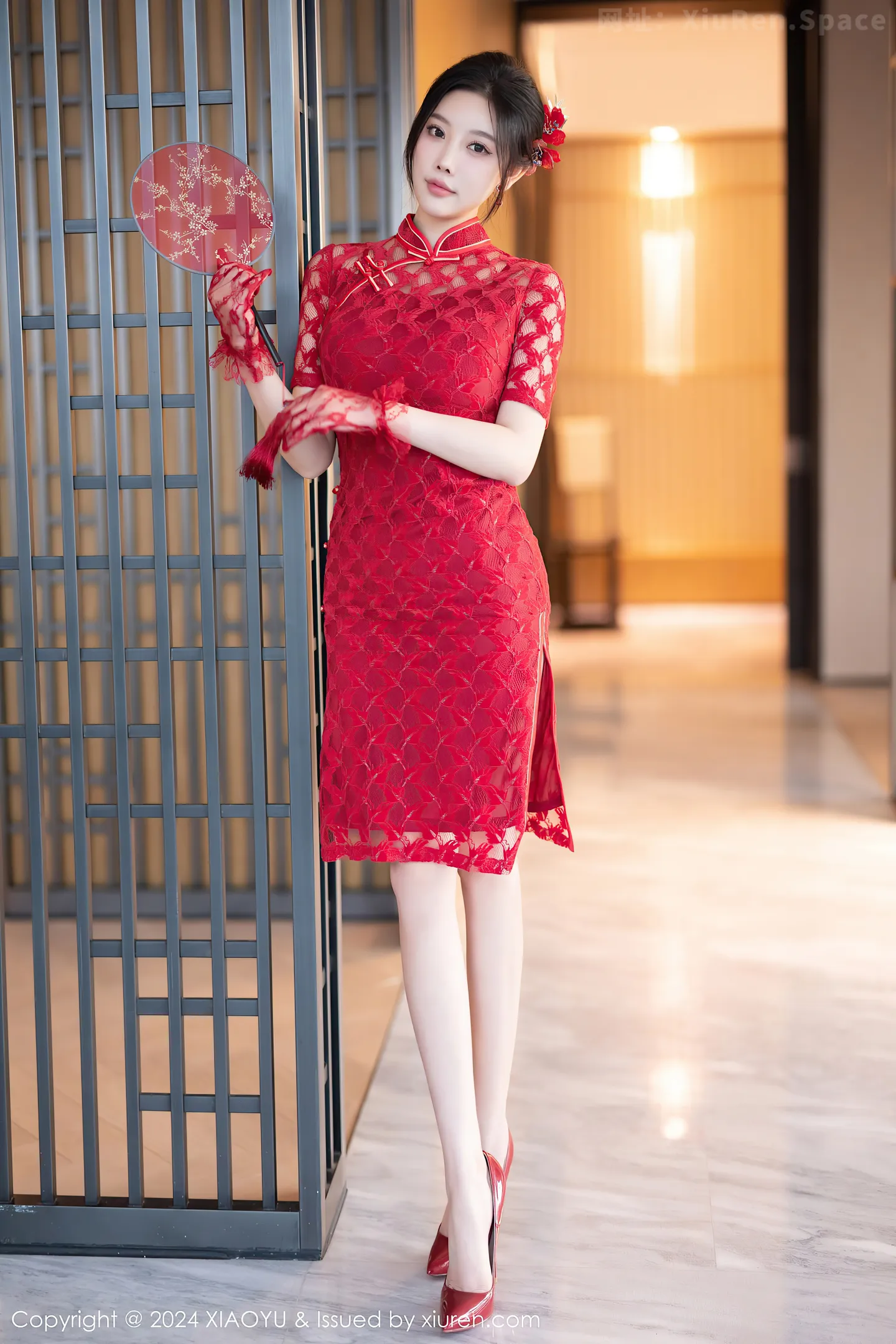 图片[4]-[XiaoYu画语界]Vol.1184 女神杨晨晨Yome红色中式婚服露性感红色蕾丝内衣完美诱惑写真82P-秀人网官方网站